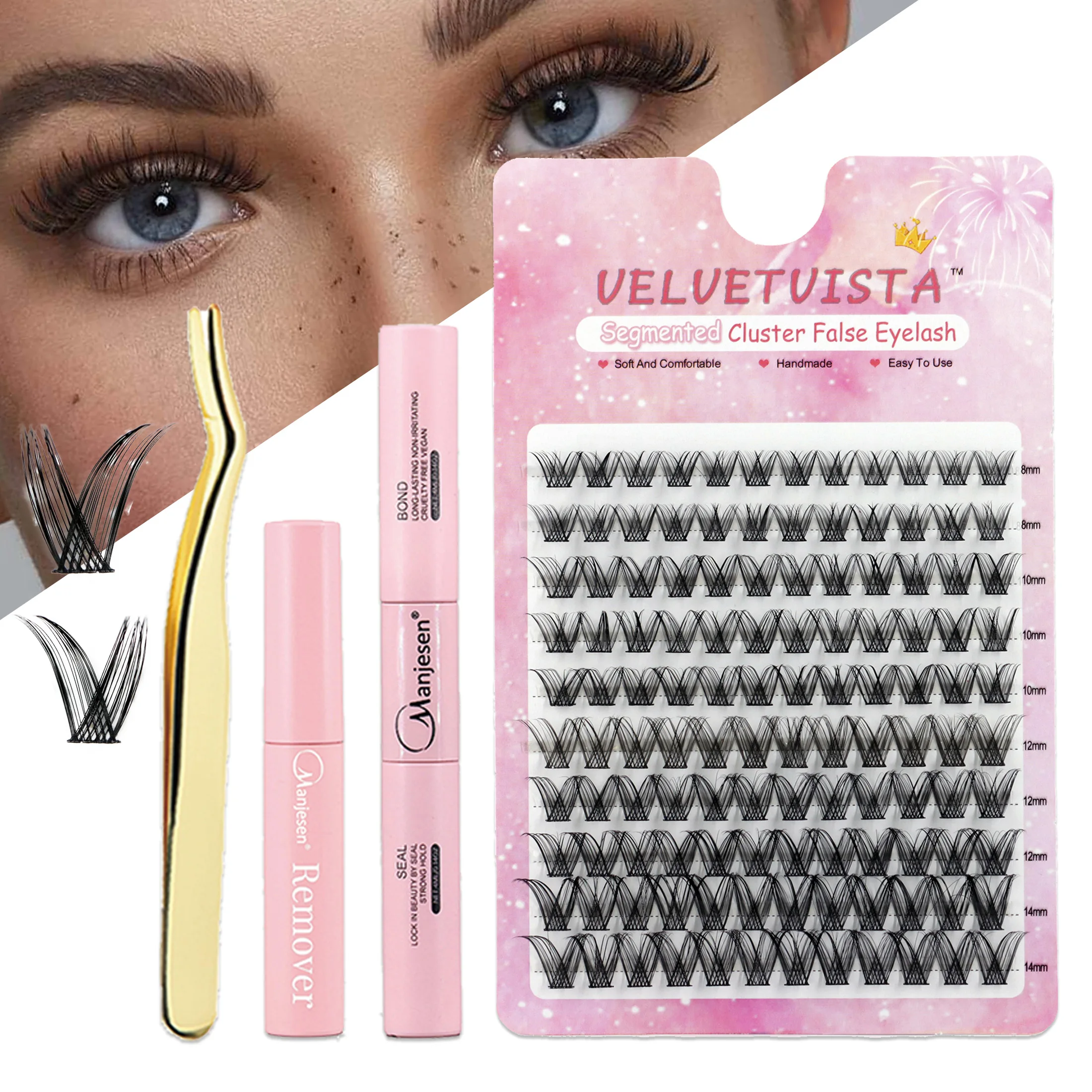 Diy Wimpers Extensions Kit Make-Up Set 120 Trossen Lash Bond En Seal Wimper Lijm Verwijderaar Applicator Wimper Clusters Compleet