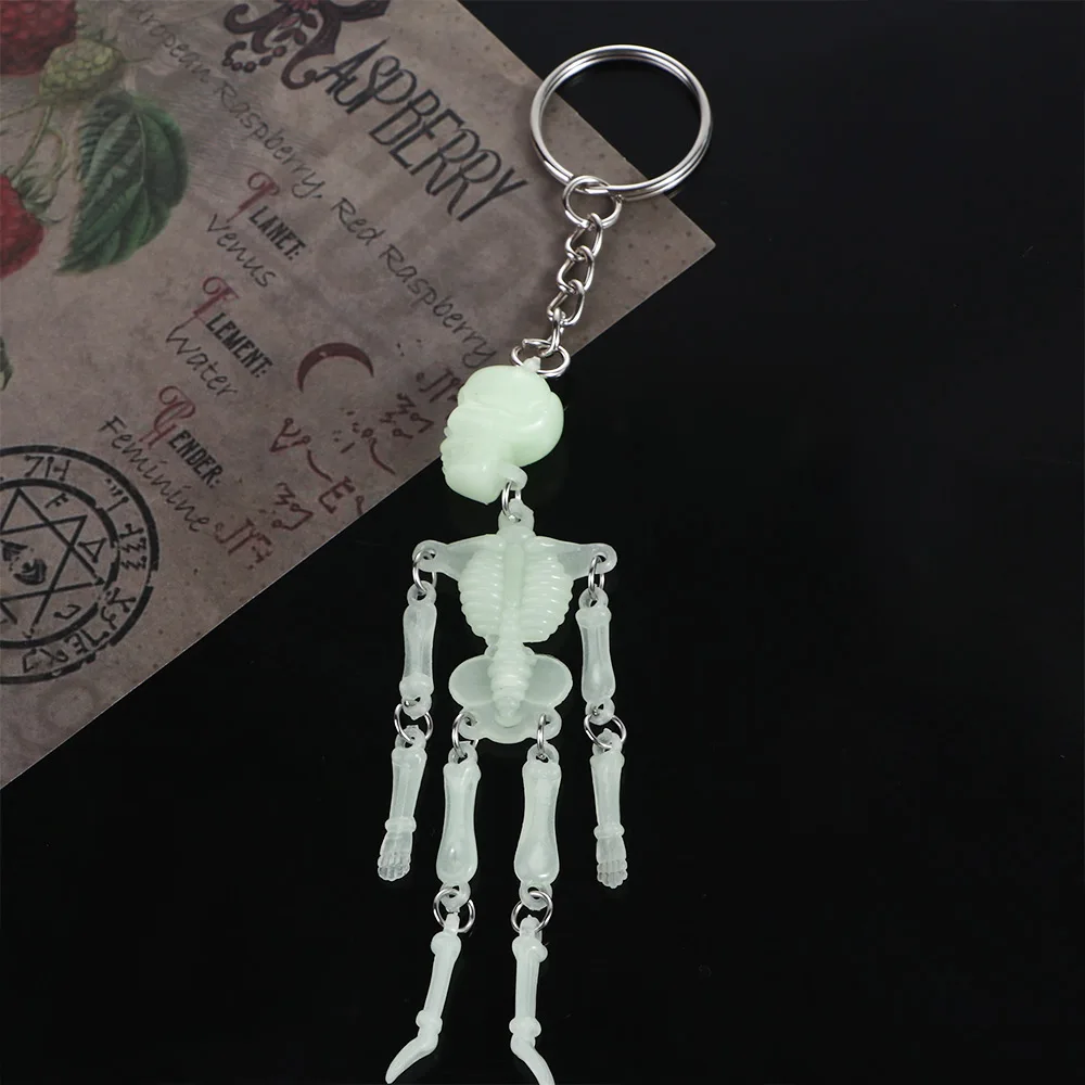 Luminous Skull Keychain Multi-joint Skeleton Personality Gothic Accessories Halloween Car Keychains For Couples Jewelry Fashion