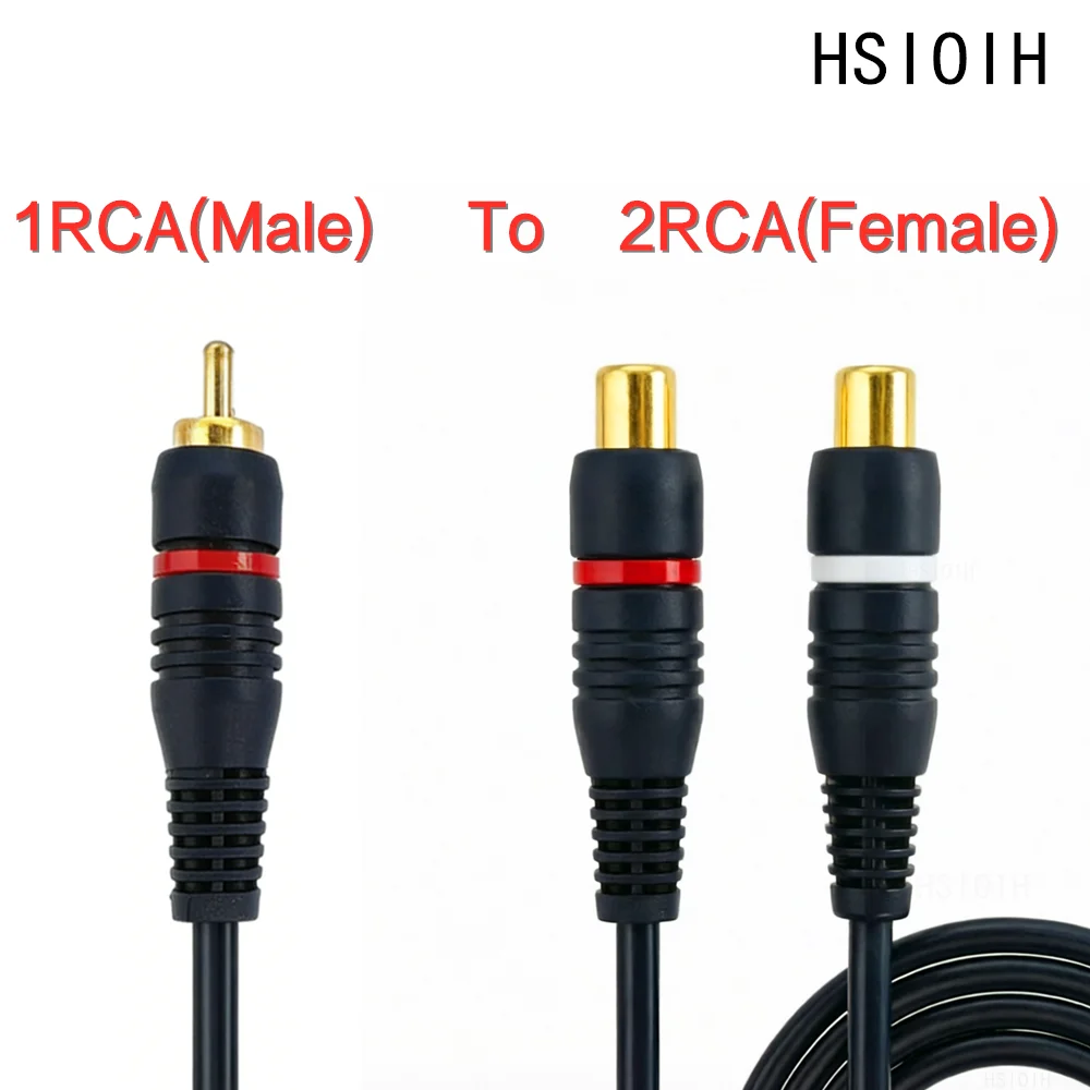 RCA Y-Adapter 1 RCA  to 2 RCA Male to Female to Male Short Y Splitter Digital Stereo Audio Cable for Subwoofer Car Home Theater