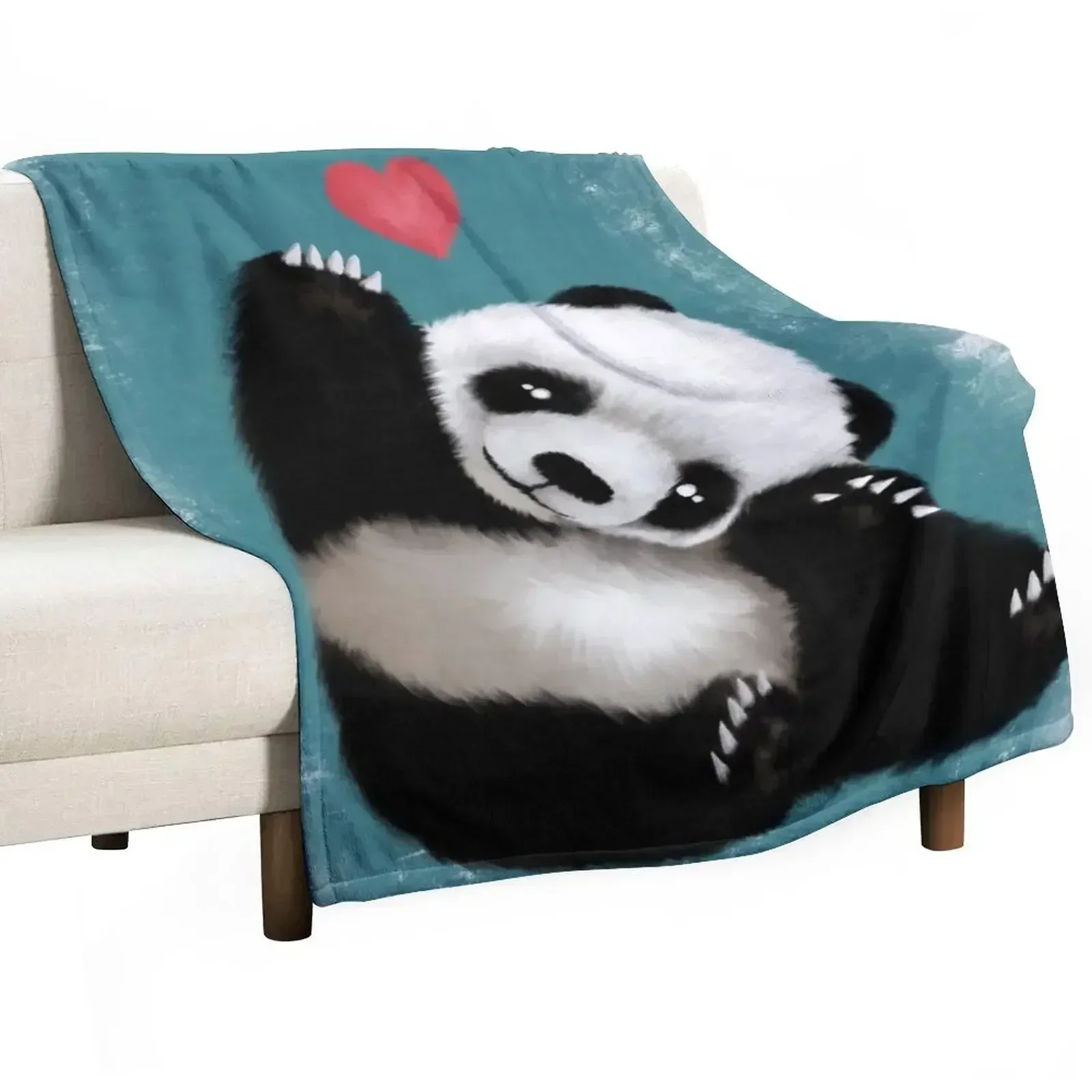 

Panda Love (Blue) Throw Blanket Luxury Brand Moving Blankets