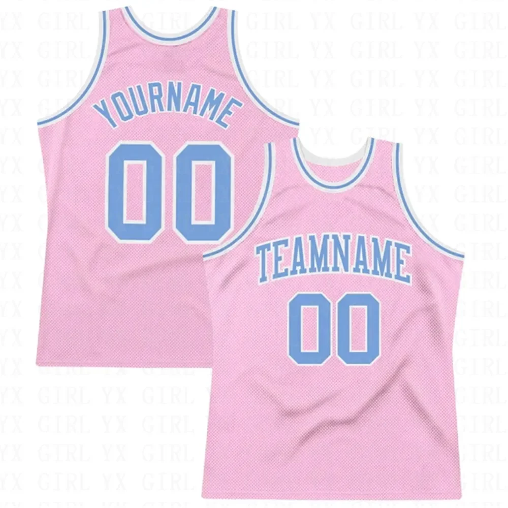 Custom Light Pink Royal-White Authentic Throwback Basketball Jersey Tank Tops for Men Jersey Personlized Sew Team Unisex Top