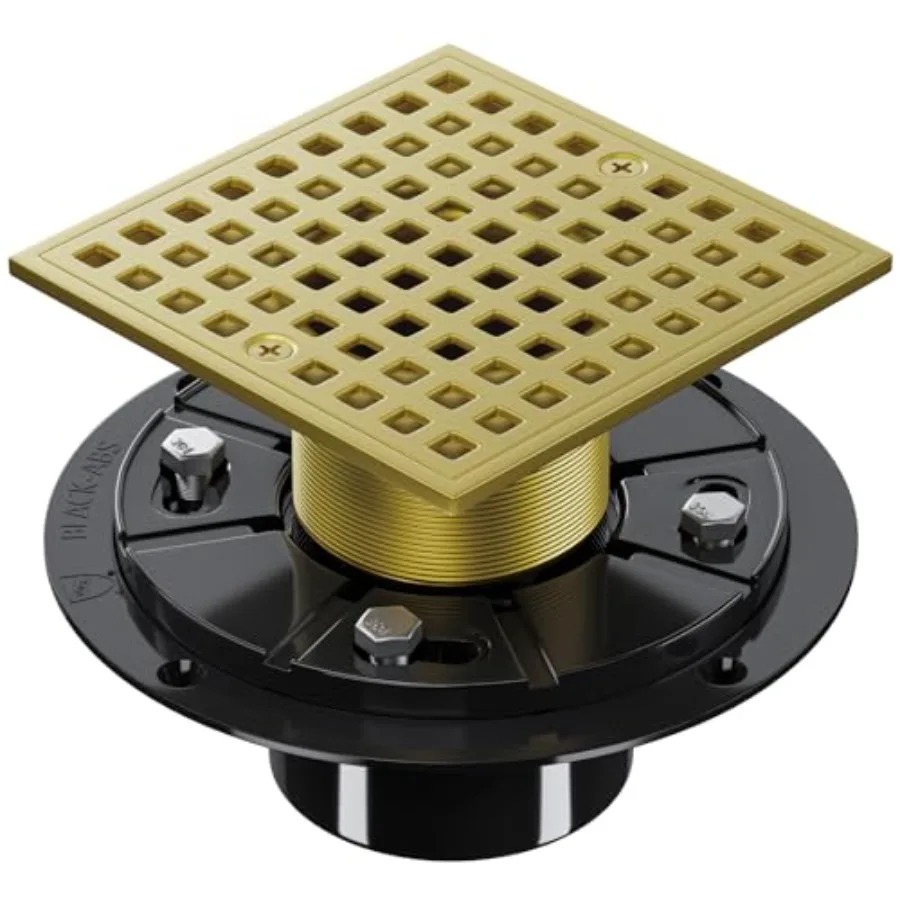

4 h Shower Floor Drain wi Flange - Square Shower Drain wi Hair Strainer - Removable Strainer Cover - S304 SinleSteel and CUPC