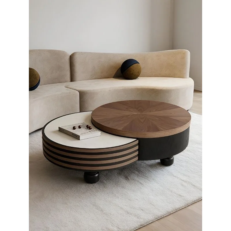 Italian Chinese and ancient style coffee table combination rotating multi-functional advanced sense microcrystalline stone