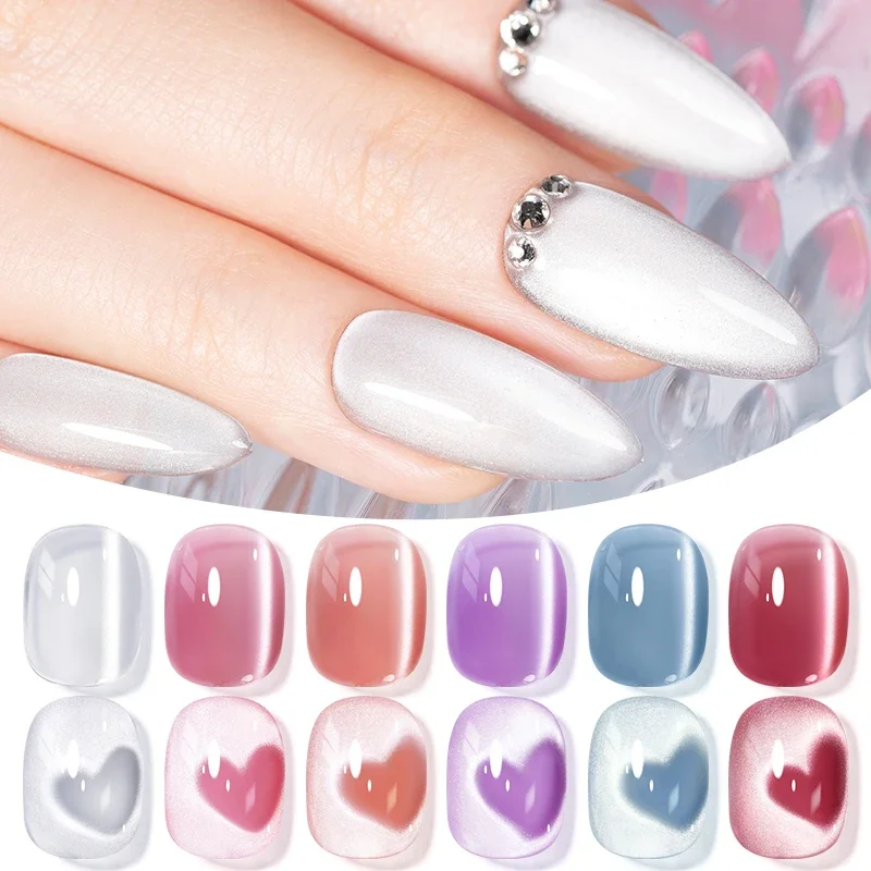 

7.5ML Moonlight Cat Magnetic Gel Nail Polish Porcelain White Cat Eye Gel Soak Off UV Gel Varnish Ceramic Silver Nails Lacquer