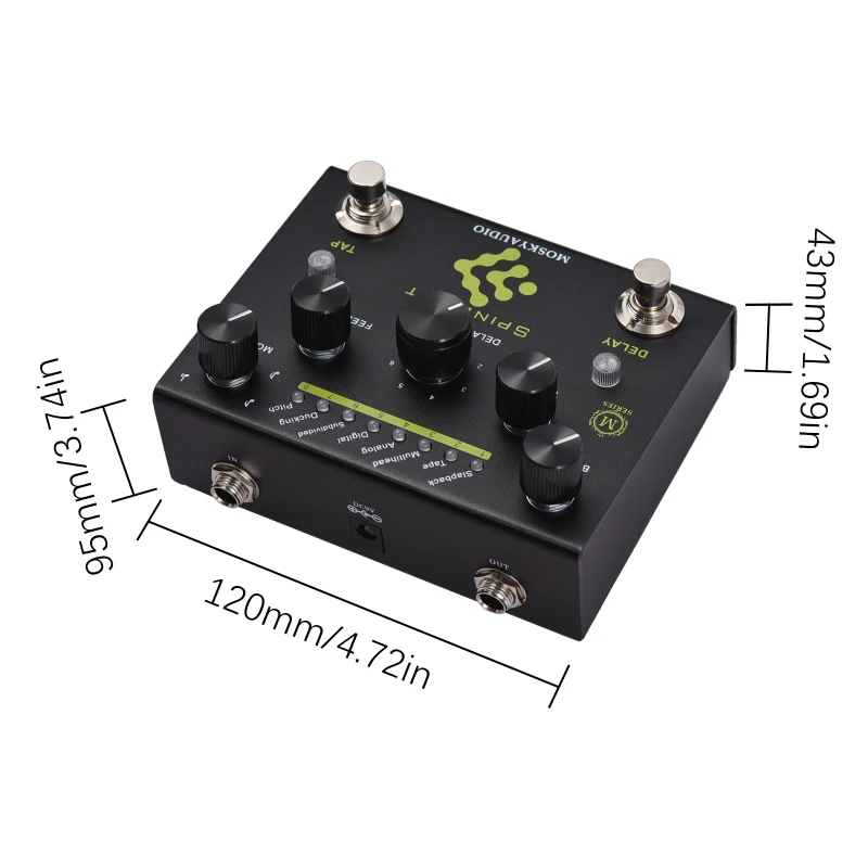 MOSKYAudio Guitar Effect Pedal Digital Delay with TAP Dual Footswitch Delay Pedal Guitar Pedal with 8-Mode Delay for Guitar Bass