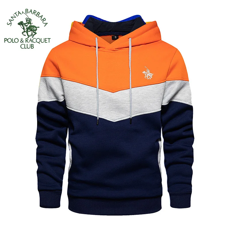 SANTA BARBARA POLO&RACQUET CLUB Ropa para Hombre, Ropa Deportiva Informal, Sudadera con Capucha Tricolor para Uso Diario, Deportiva 2026
