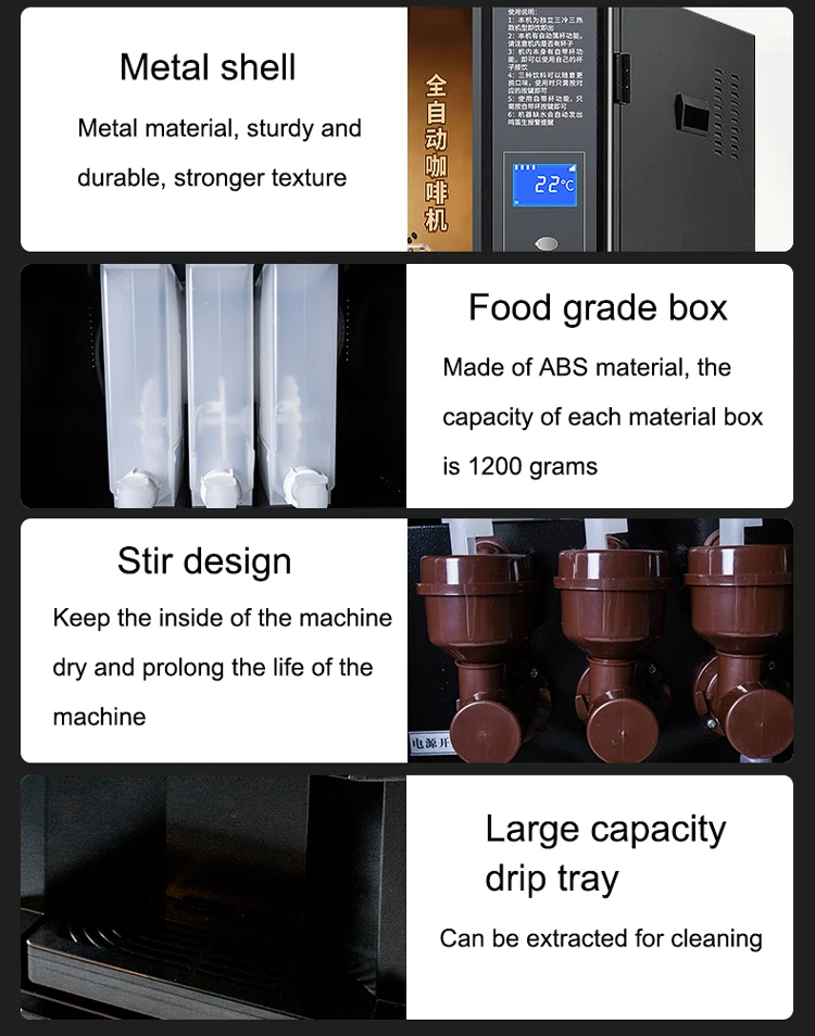 Automatic Espresso Coffee Vending Machine Coin Commercial Beverage Coffee Machine Electric Aluminum Smart Technology Coffee Shop