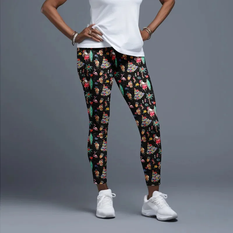 موضة جديدة الشتاء النساء اللياقة البدنية طماق عالية الخصر ثلاثية الأبعاد عيد الميلاد نمط الطباعة الرقمية بناطيل مثيرة طماق كاملة