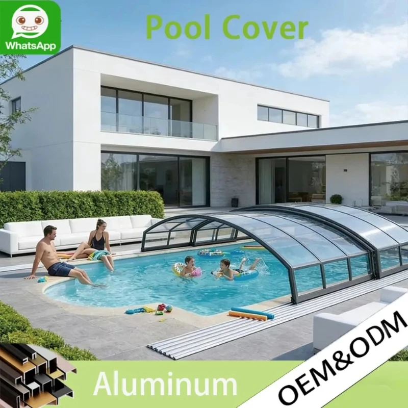 Retractable Aluminum Pool Cover Heavy Duty, Walkable Safety Slatted Swimming Pool Enclosure Waterproof Sun Shade for Villa
