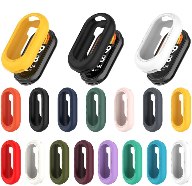 Xiaomi Mi Band 8 9 Miband 8 9 보호 프레임 쉘 범퍼 안티 스크래치 충격 방지 용 부드러운 실리콘 보호 케이스 커버