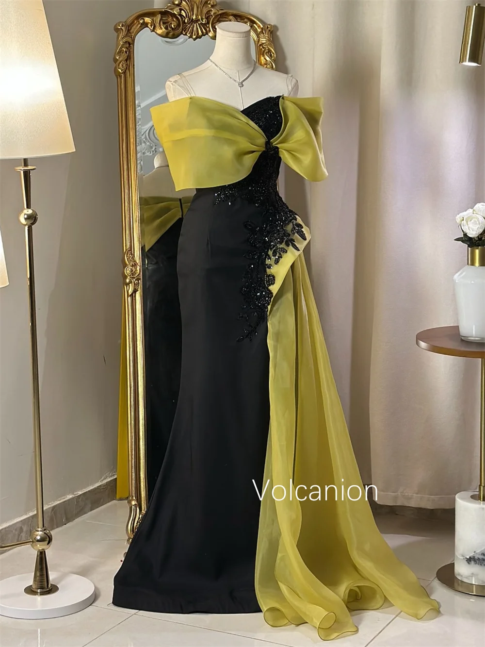 Customized Chinese Style Jersey Sequined Pleat Mermaid Off-the-shoulder Long Dresses Celebrity Elegant Pastrol