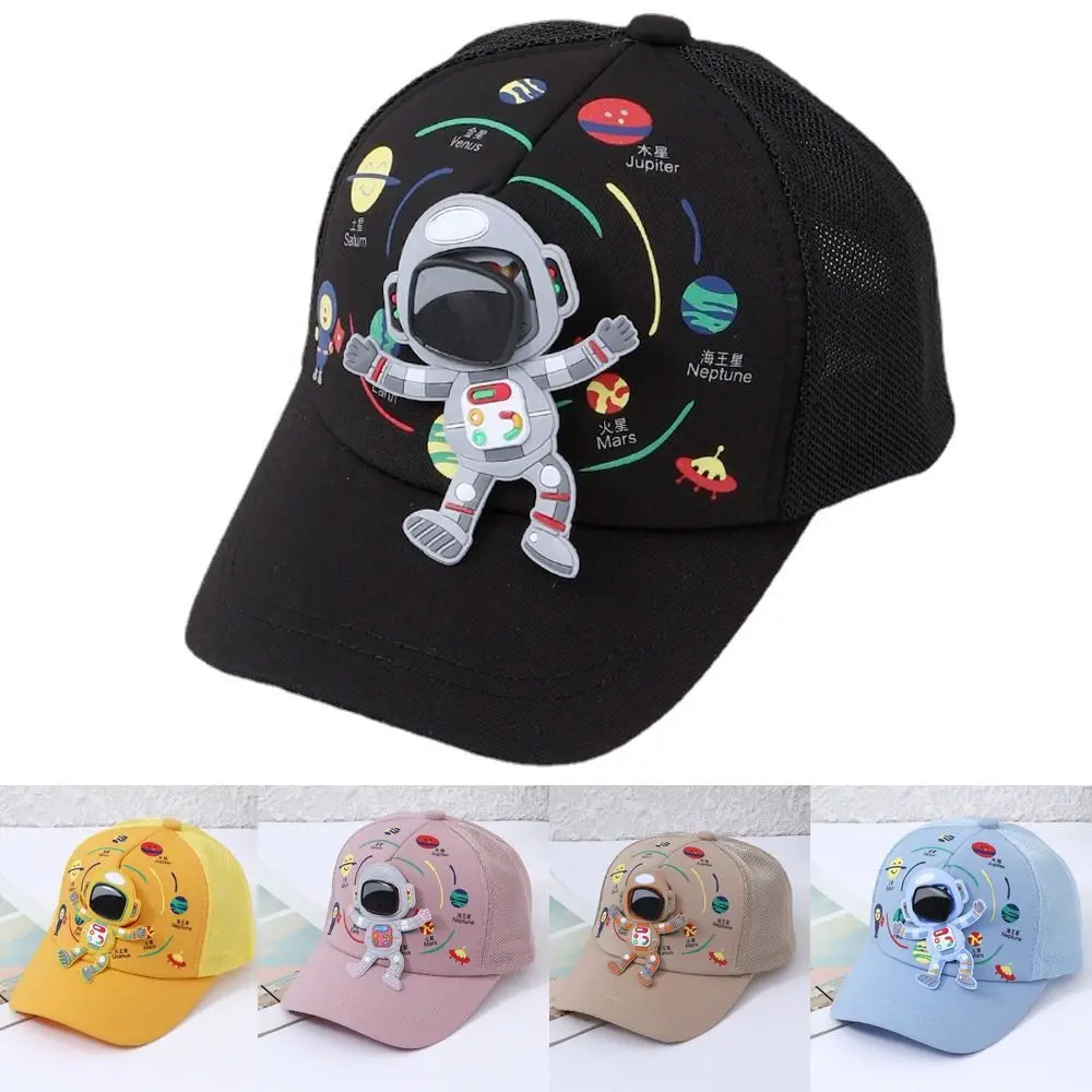 Cartoon Astronaut Baby Baseball Cap Cute UV Protection Planet Print Sun Hat Adjustable Children Peaked Hats Children