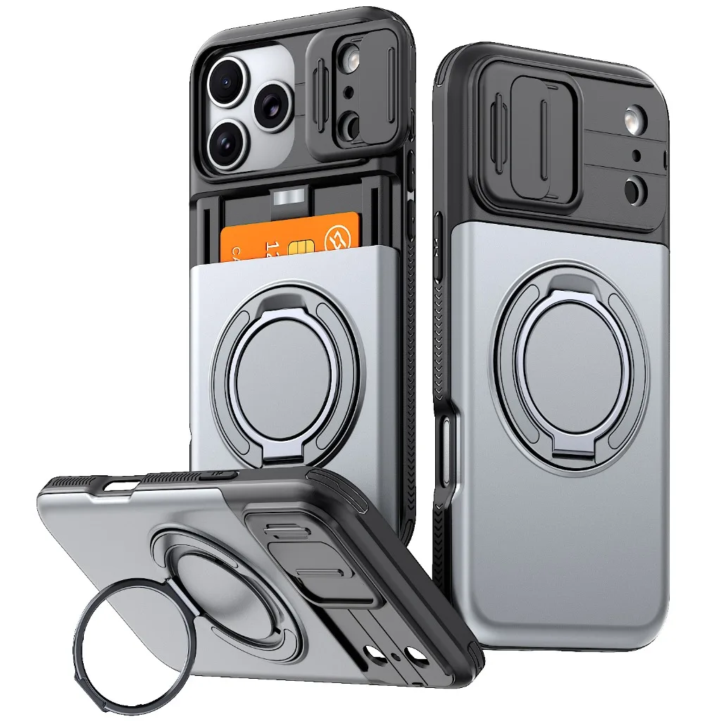 Étui portefeuille multifonctionnel pour iPhone 18 17 16 15 14 13 Pro Max, dernière version avec support magnétique MagSafe et couverture ultra-fine coulissante.