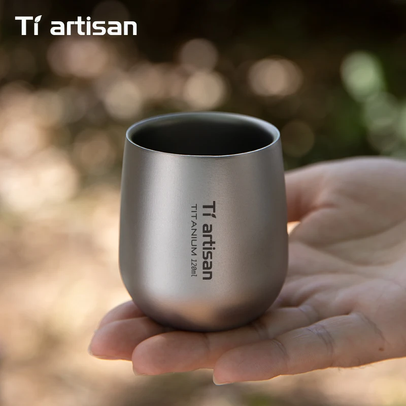 

Кружка для кофе Tiartisan из чистого титана, 120 мл, двухслойная, с защитой от ожогов, для чая и воды, портативная посуда для напитков, снаряжение для кемпинга