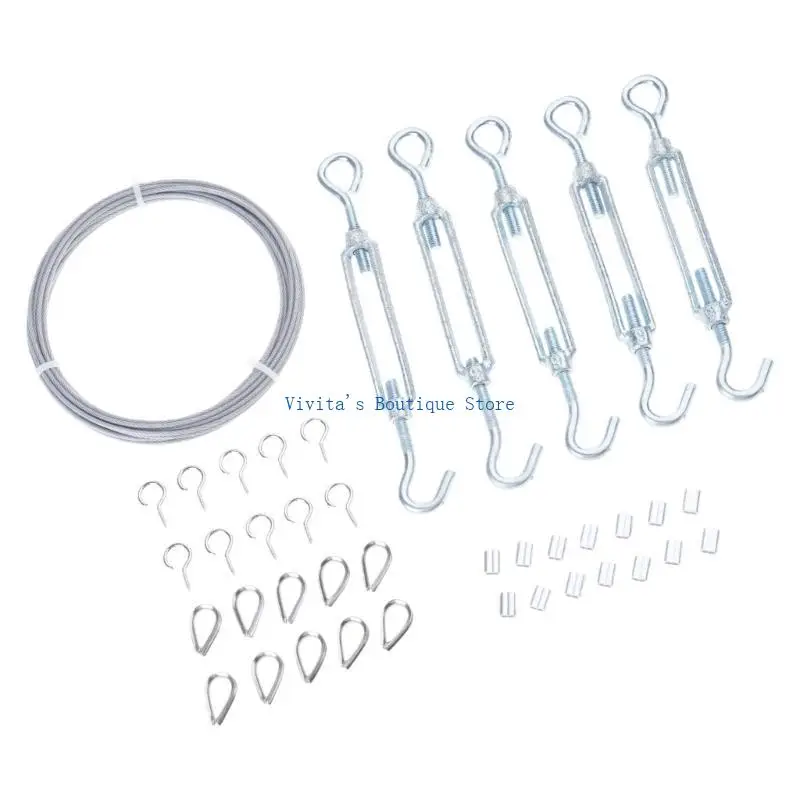 

1Set 5m Wire Rope Cable with Hooks Household DIY Crafts Supplies for Garden Railing Clothesline Drying Holder M76D