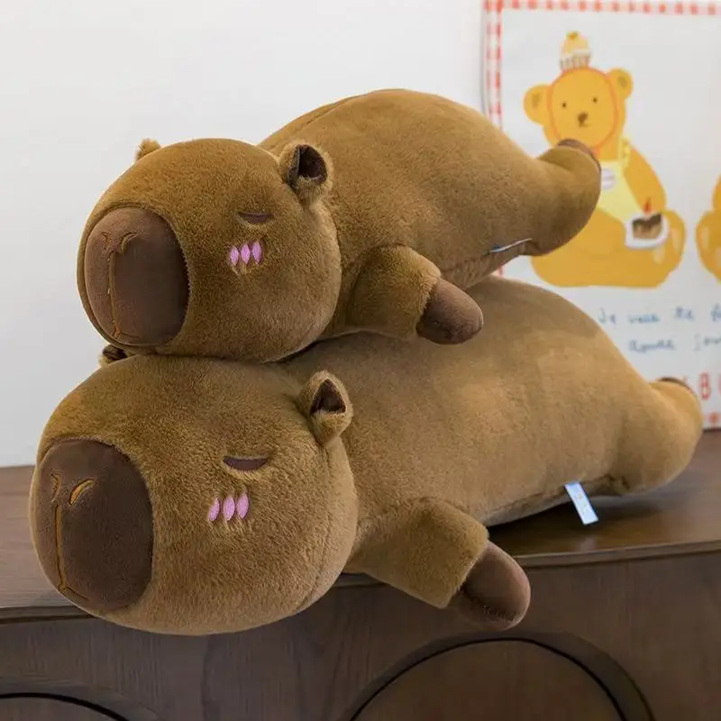 

60cm-100cm Kawaii Cartoon Giant Strip Capybara Plush Doll Pillow Lying Brown Orange Wings Creative Capybara Plush Toy Home Decor