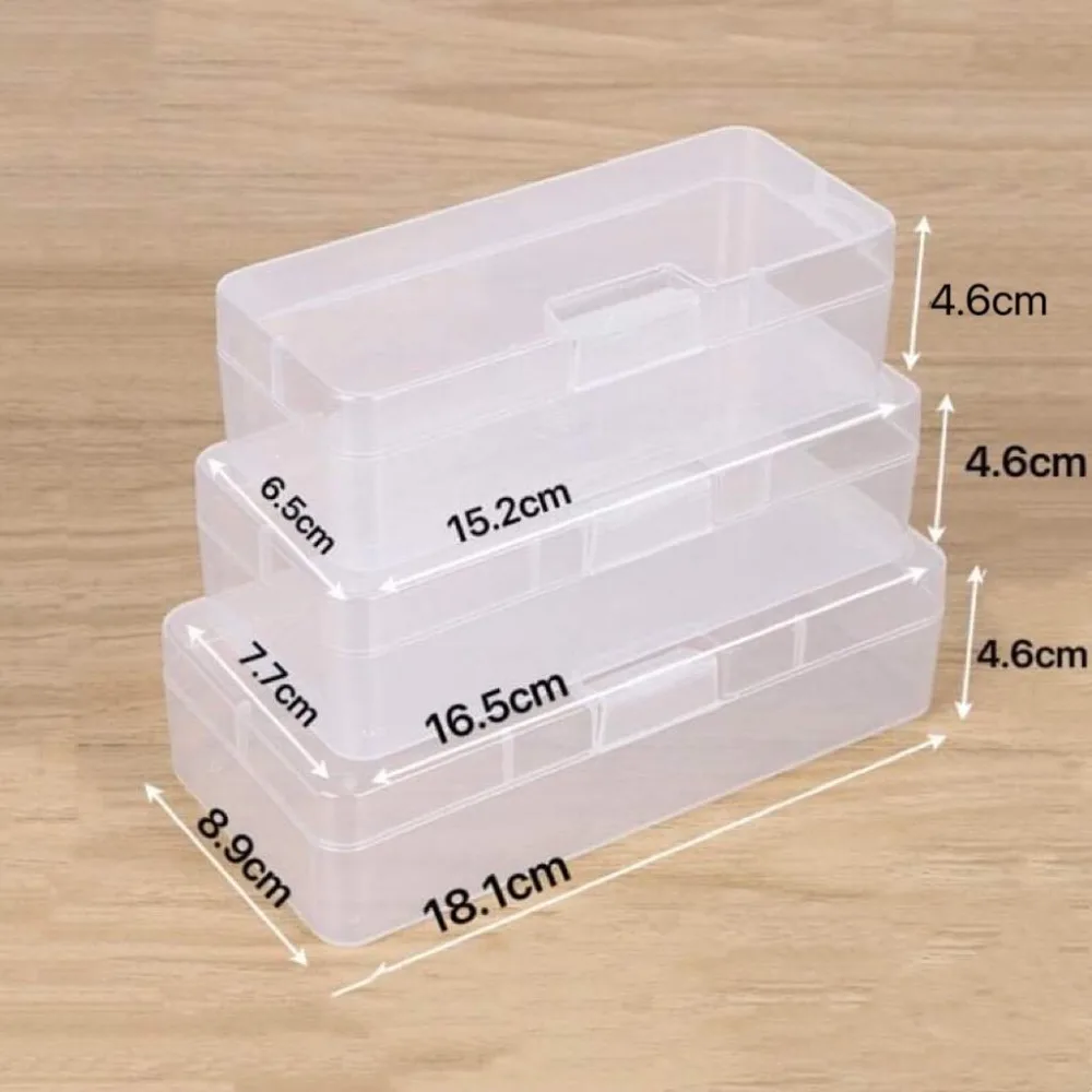Transparent Rectangular Plastic Storage Box Desktop Organizer Washi Tape Stickers Container Art Case Stationery Supplies