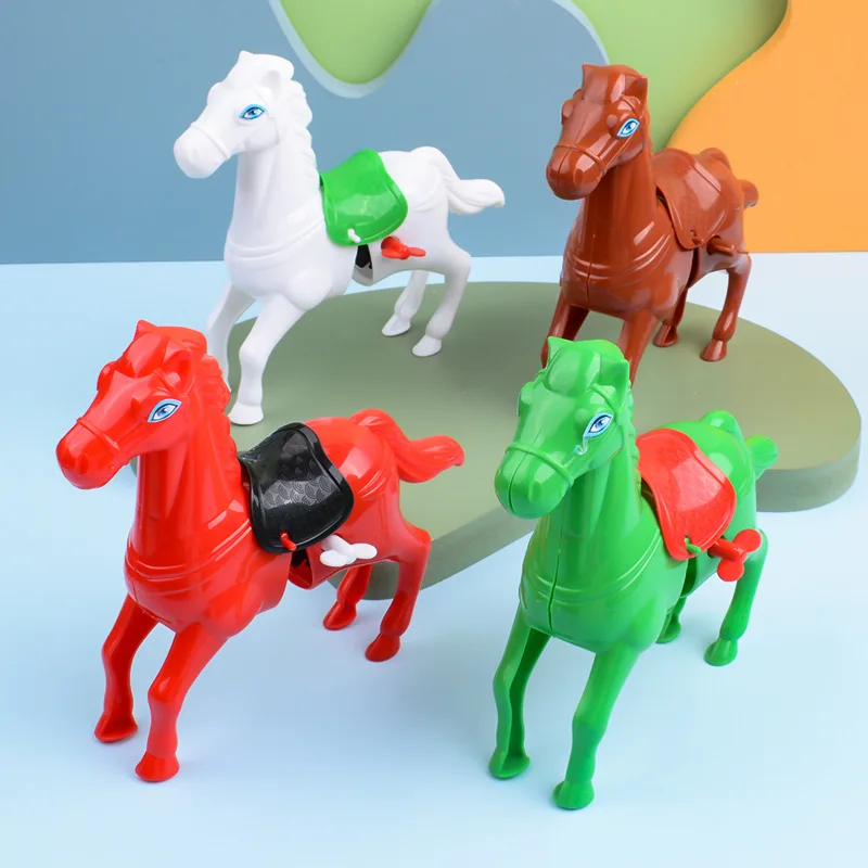 Childhood Nostalgia Toys Cute Simulation Horse Wind-up Walking Toys Children's Puzzle Toys Funny Clockwork Jumping Horse Toys