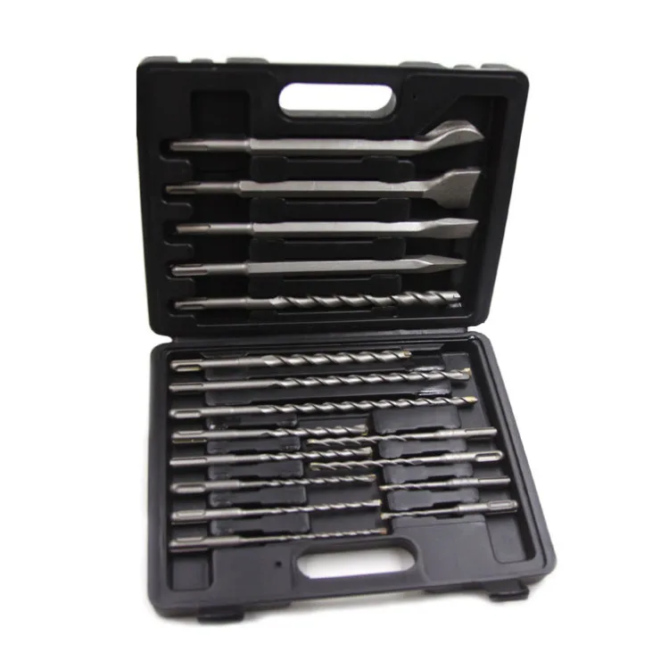 17 pièces ensemble de forets de maçonnerie à pointe en carbure SDS Plus Kit de forets à percussion électrique avec mallette à outils