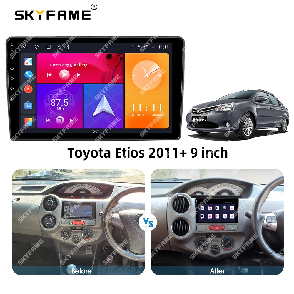 SKYFAME Xe Khung Fascia Adapter Dành Cho Xe Toyota Etios Liva 2011 Android Đài Phát Thanh Dash Lắp Bảng Điều Khiển Bộ