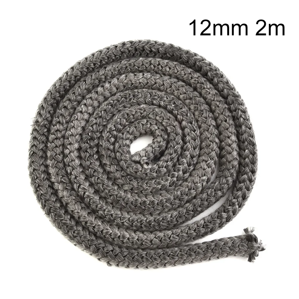 Corda de Vedação à Prova de Fogo para Porta de Fogão Cinza Escuro, Cabo de Lareira, Fibra de Vidro, Alta Temperatura, Substituição, 2m, 10mm, 12mm