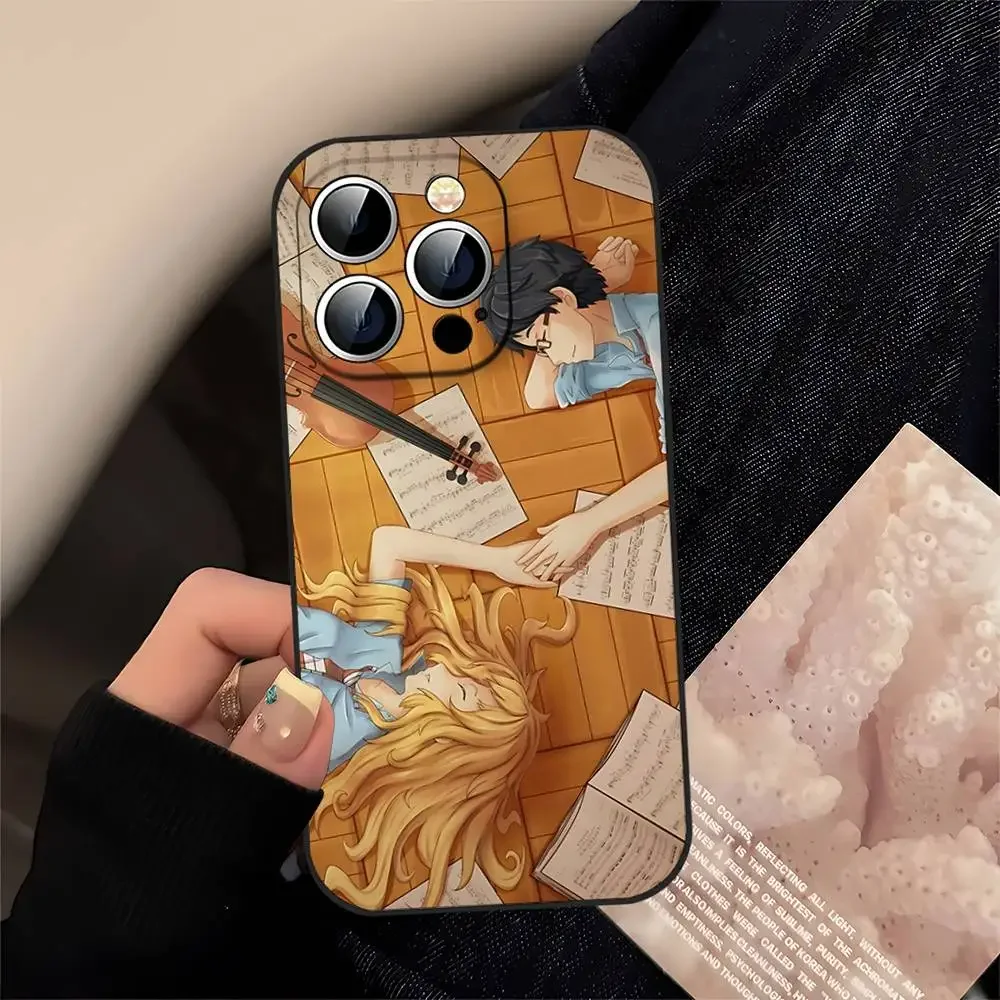 Amine Y-Your Lie In Aprils جراب هاتف جراب هاتف آيفون 17 16 15 11 13 14 Pro Max 7 8 Plus X Xr Xs Max 12 Mini Black Shell Co #4
