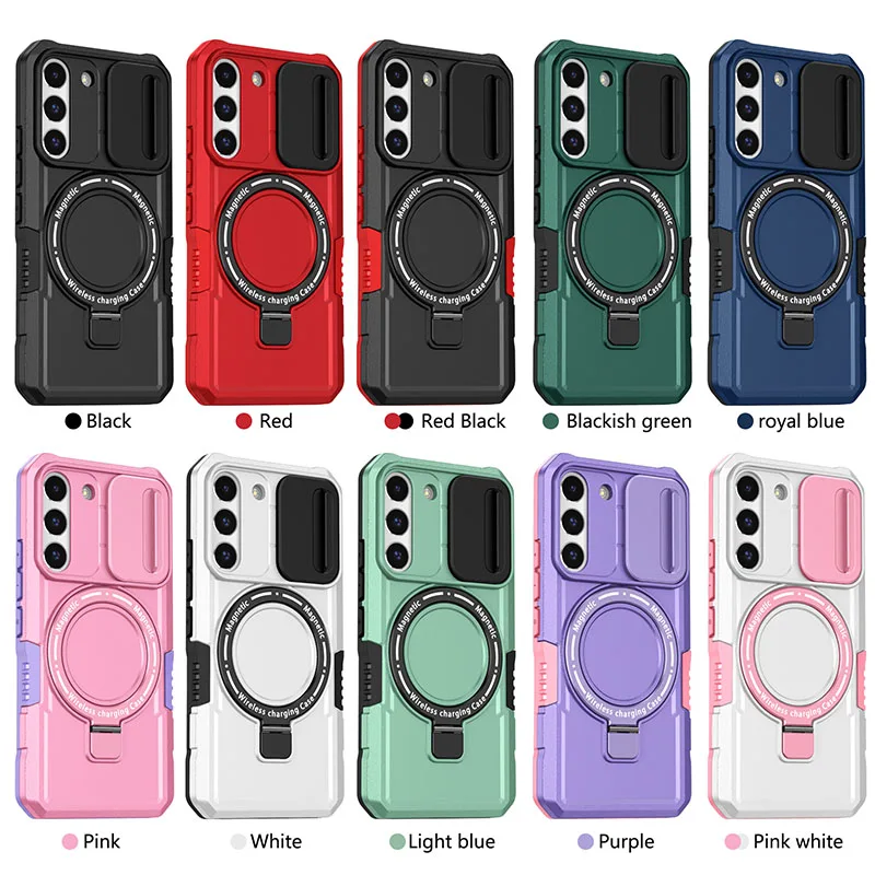 Shockproof Armor Phone Case For Samsung Galaxy S21 S22 S23 S24 S20 Note20 Plus Ultra FE Cover Magsafe Wireless Charge Magnetic