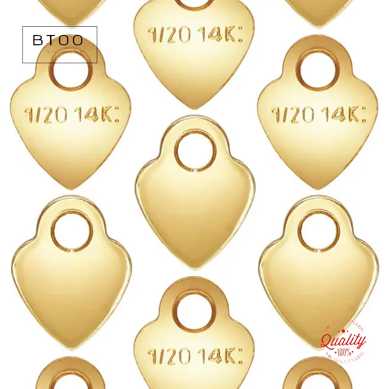 

14K Gold Filled Heart Quality Tag, Heart Quality Tag, 14K Yellow Gold Filled Jewelry Findings 1/20 14K