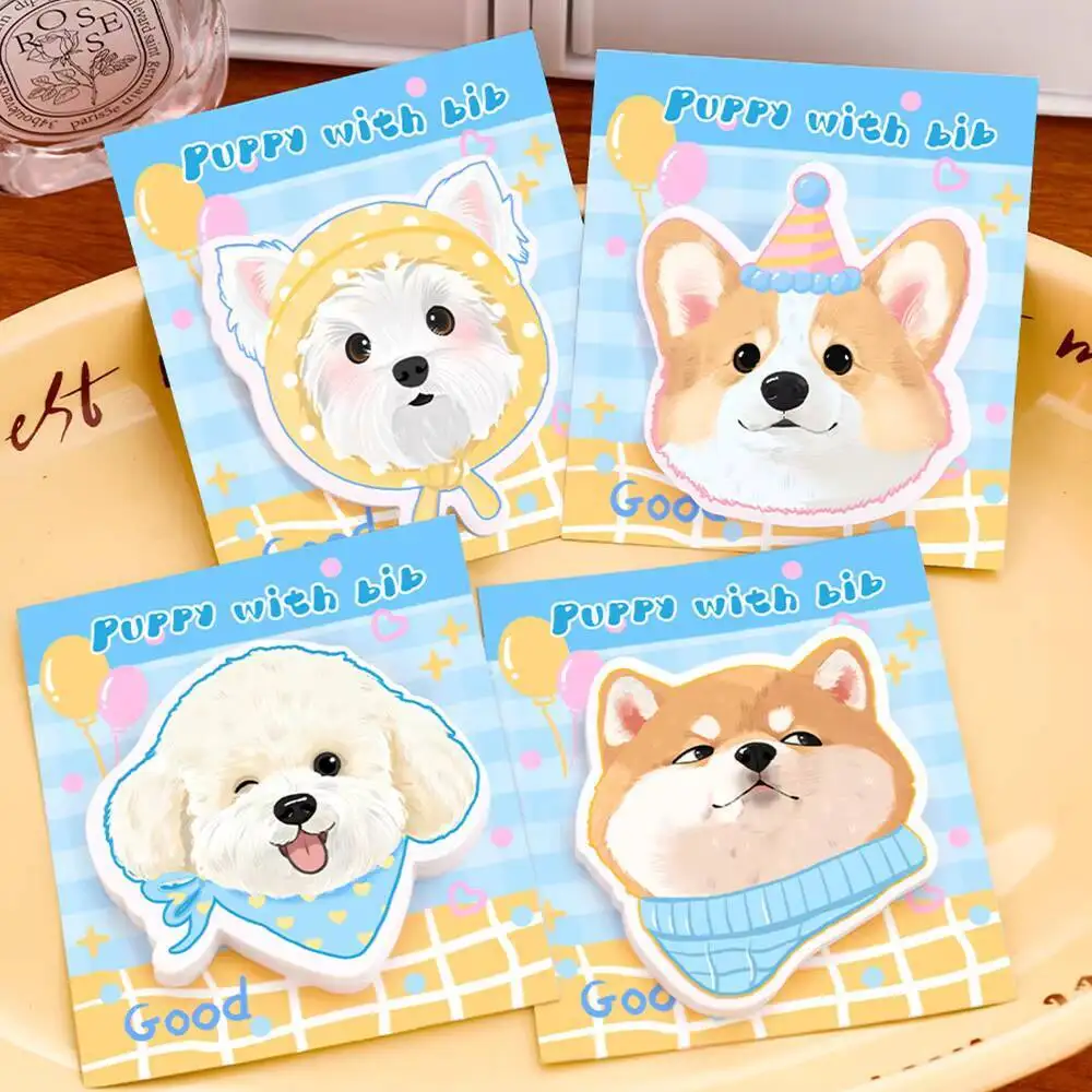 1-4 Stück Cartoon-Klebeetiketten, Niedliche Kawaii-Hunde-Notizen, Memo-Pads für Büro und Schule, Schreibwaren-Aufkleber, Notizbücher, Schreibblöcke