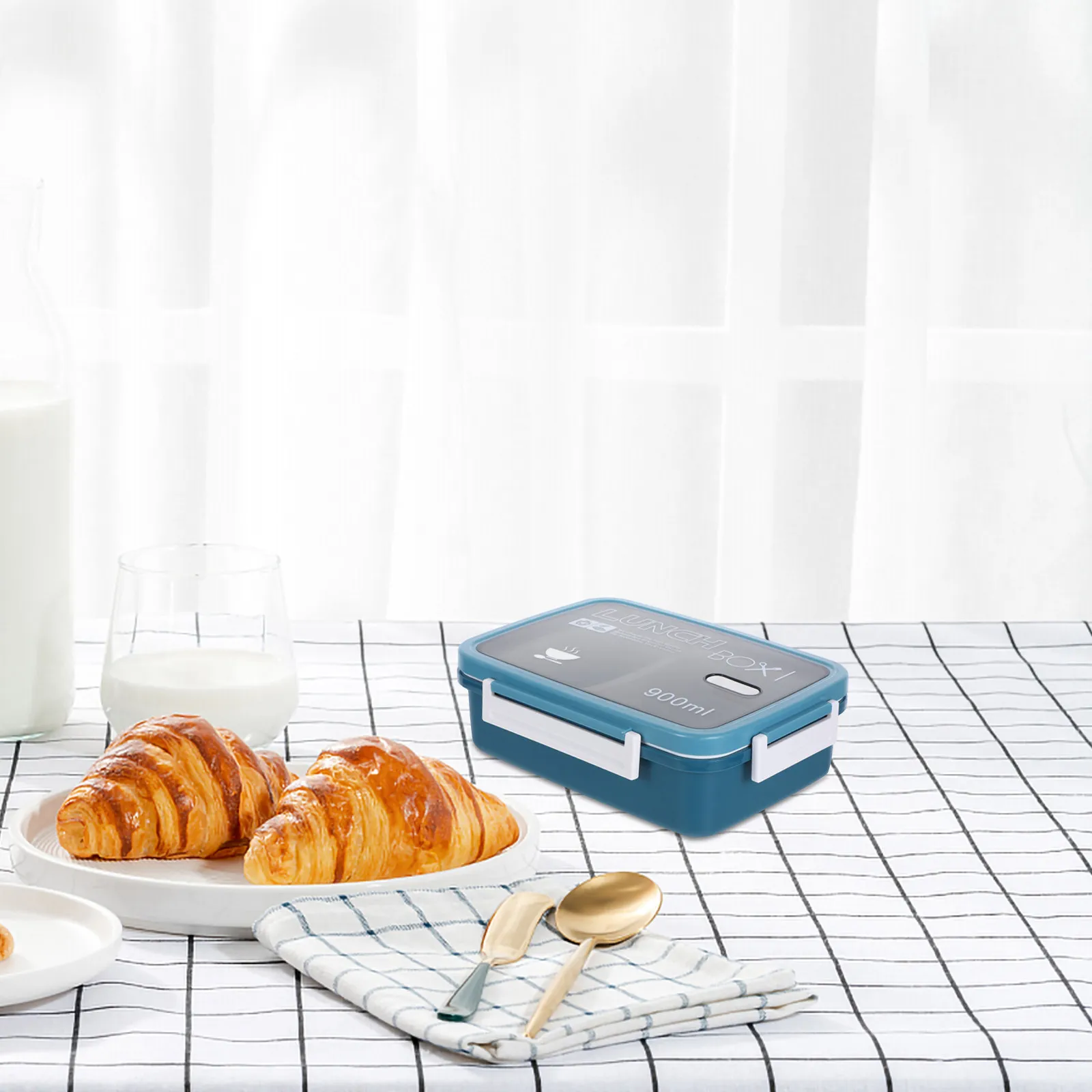 Microwaveable Silicone Bento Box – Portable Sealed Lunch Container for Office & Students, Food-Grade ABS/PP