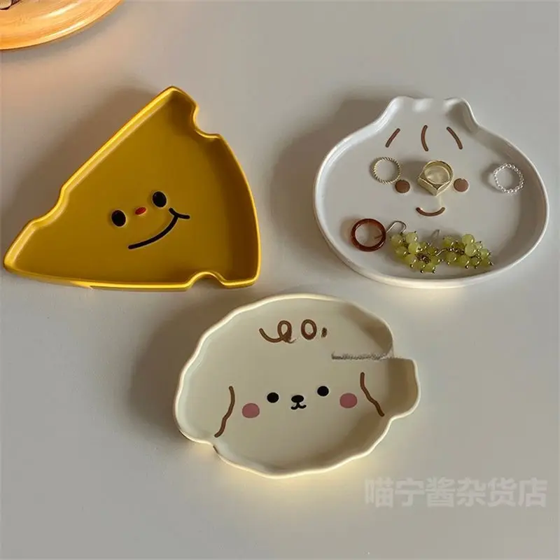 Cartoon Dim Sum Plate Korean Ins Style Cute Creative Dinner Dish Small Plate Matte Household Ceramic Breakfast Plate Tableware