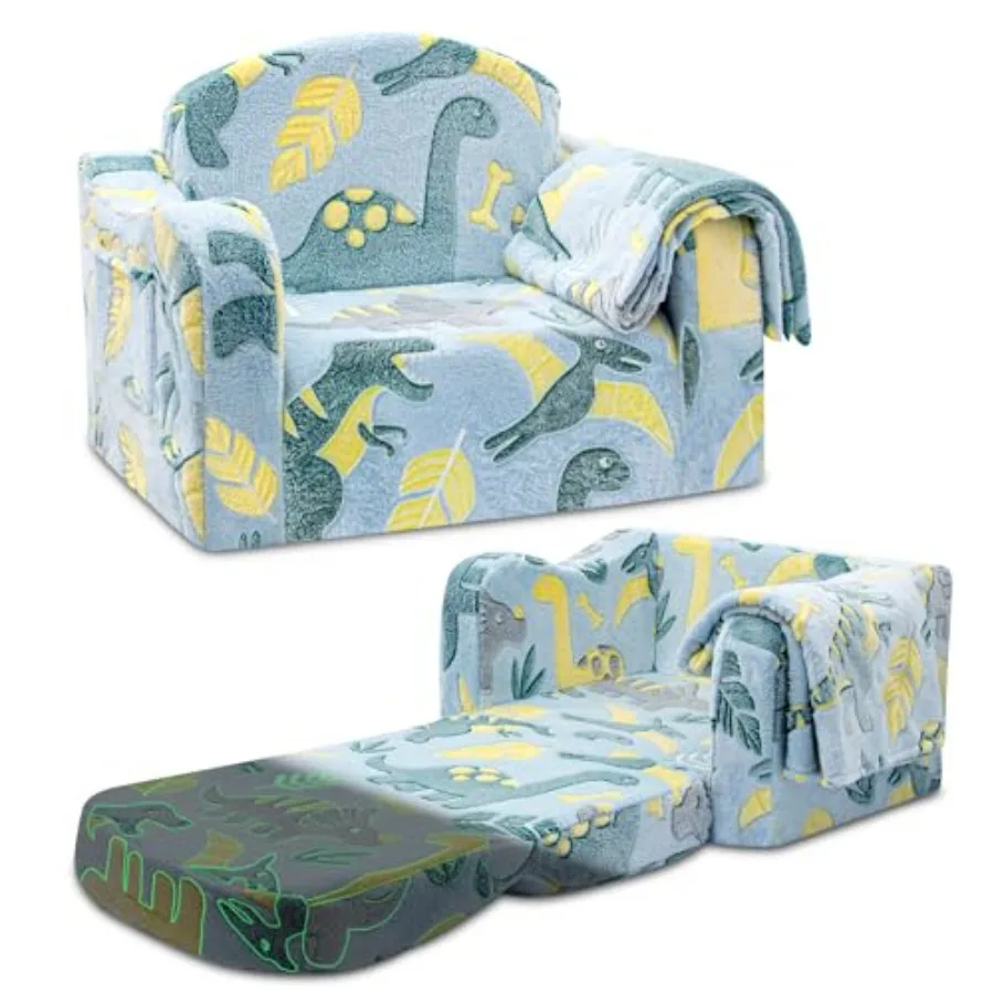 

Comfy Toddler Chair and Couch for with Blanket2-in-1 Soft Plush Fold Out Toddler Couch for Girls and Boys Convertible Sofa to L