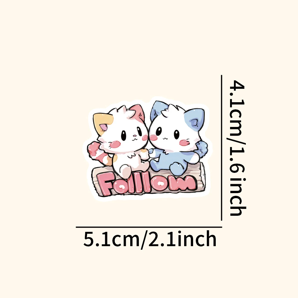 สติกเกอร์แมวน่ารักสไตล์คาวาอี้ 54 ชิ้น ชุดสติกเกอร์สีพาสเทลสวยงามสำหรับตกแต่งแล็ปท็อป ขวดน้ำ เคสมือถือ