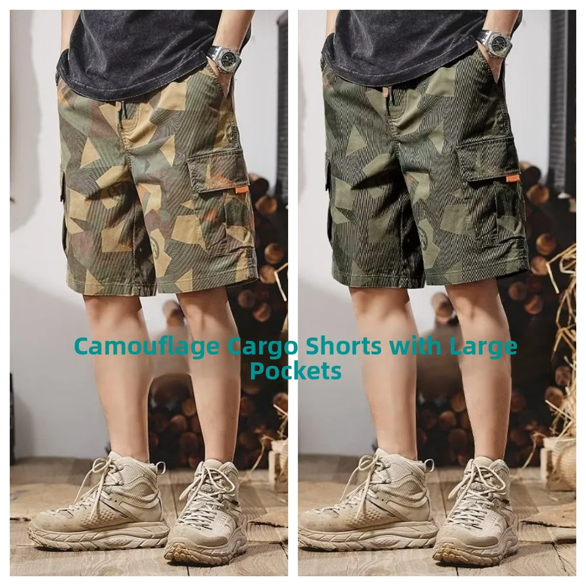 

Casual Camouflage Workwear orts Men's Summer Thin Loose Large Size Straight Leg ket Mid-Length Qui Dry Five-Quarter Pants