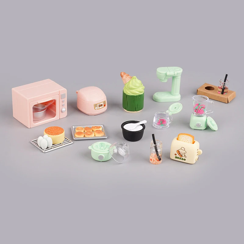 

1/12 Dollhouse Mini Kitchen Electrical Appliance Model Kit Dollhouse Juice Machine Rice Cooker Oven Food Toys Dolls House Decor