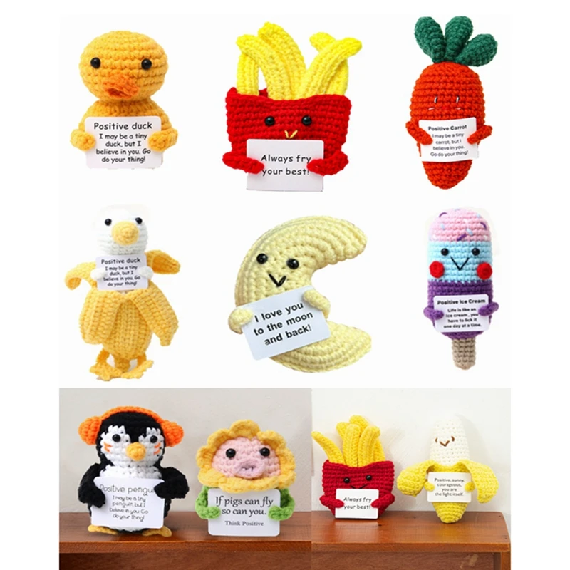 الطاقة الإيجابية دمية الفاكهة مضحك اليدوية الكروشيه الحلي مكتب سطح المكتب تمثال تمثال الديكور المهرجانات الإبداعية هدية #5