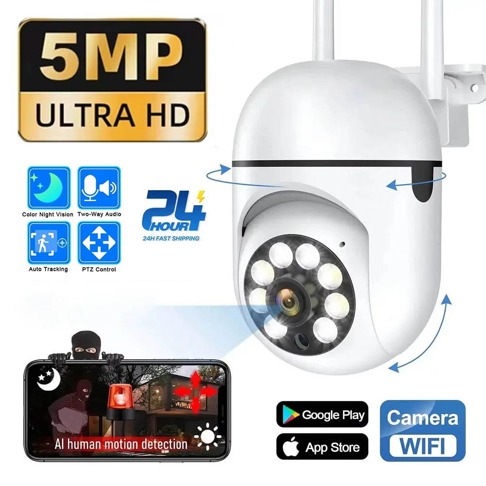 

Беспроводная PTZ-камера 4K HD 1080P, автоматическая IP-камера ночного видения, Wi-Fi, уличная 3-мегапиксельная камера видеонаблюдения с искусственным интеллектом и автоматическим отслеживанием