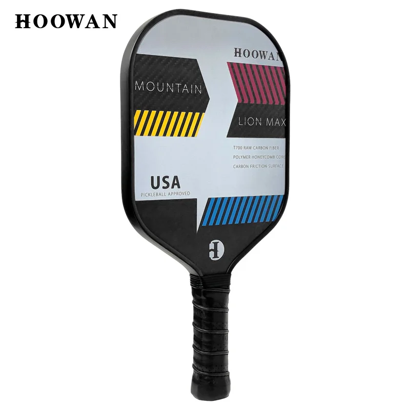 HOOWAN MLM Pickleball Paddle T700 Carbon Fiber 3K Textured Surface Pickleball Racket Mountain Lion Max Enhanced Sweet Area