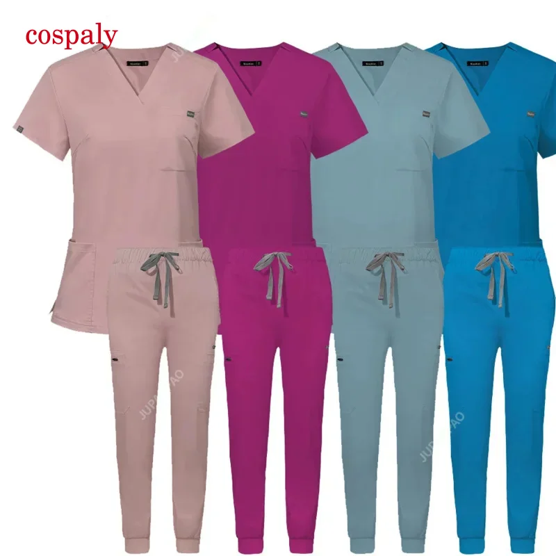 A Women Scrubs Sets Nurse Accessories Medical Uniform Slim Fit Hospital Dental Clinical Workwear Clothing Surgical Overall Suits