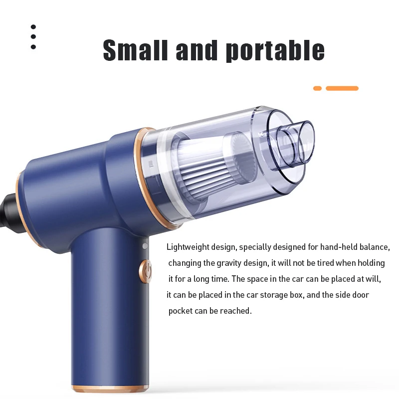 80000Pa 2 Em 1 Carro Aspirador De Ar Sem Fio Espanador Mini Ventilador De Ar De Alta Potência Handheld