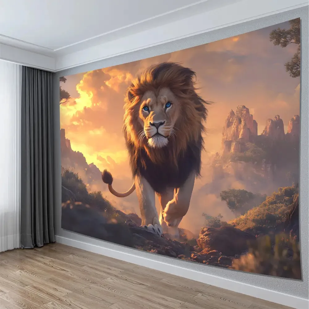 Lion King Safari Jungle Mural Tapestry Wall Hanging Room Decor Artwork Canvas Print