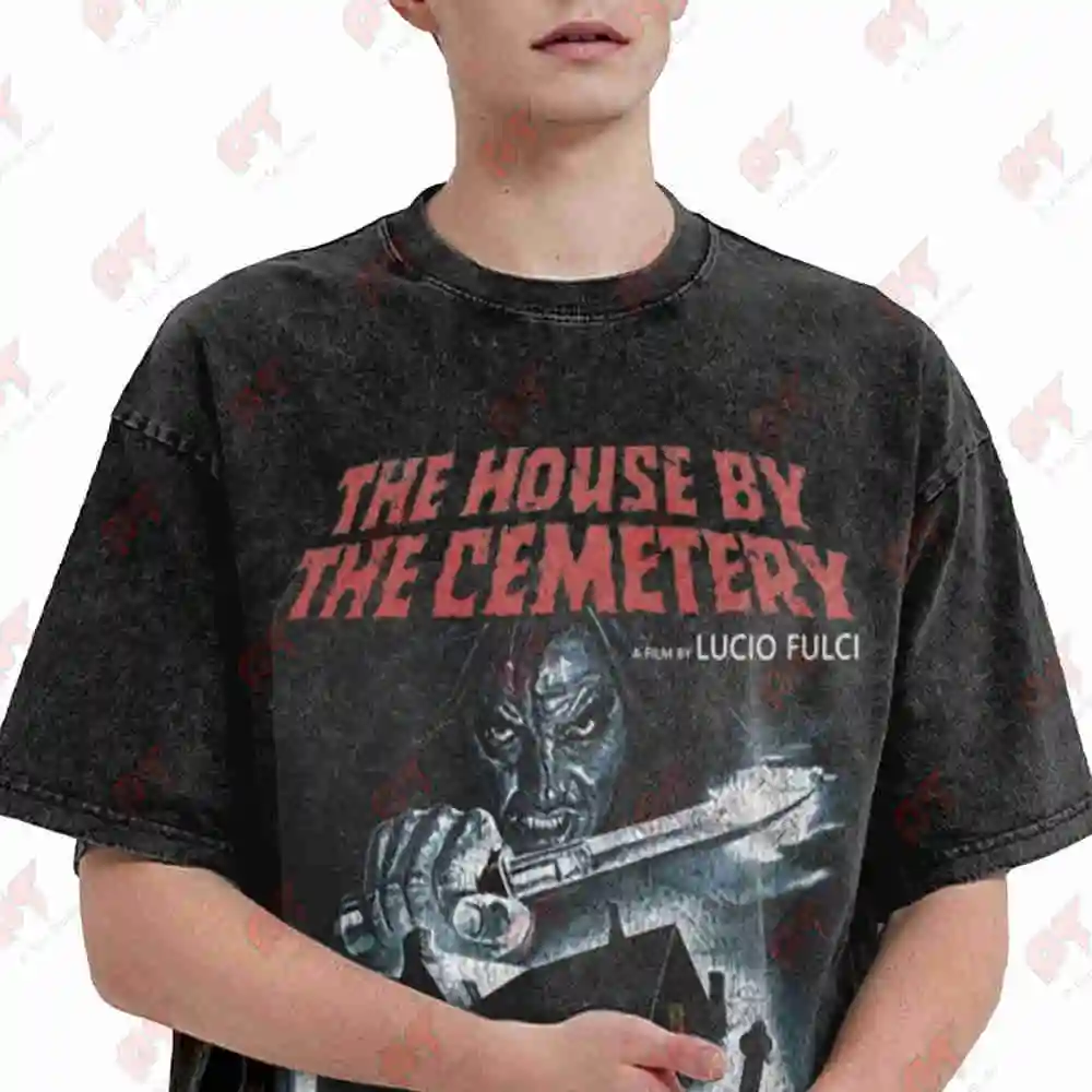 The House By The Cemetery Lucio Fulci Italian Horror Giallo Vintage Washed Tee Pure Cotton T-Shirt