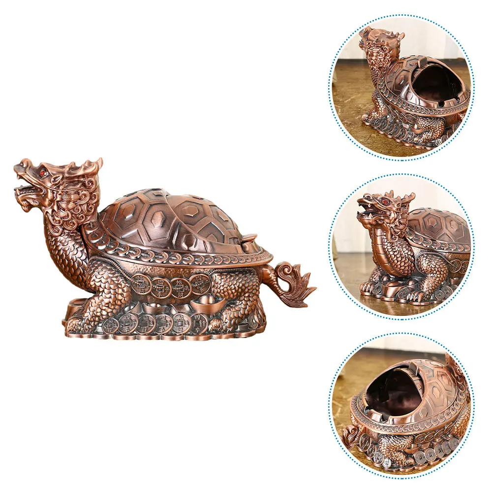 

Windproof Ashtray Dragon Turtle Retro Holder Ornament Office Desktop