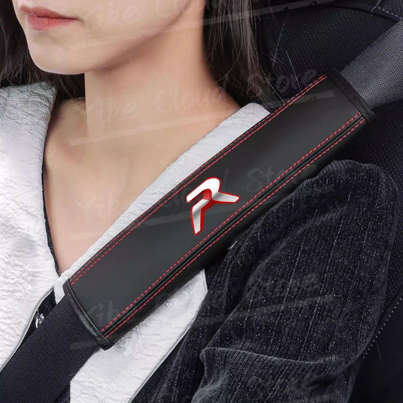 1pcs For RCZ R GT LOGO 208 307 206 205 508 107 308 407 5008 2008 3008 Car Safety Belt Shoulder Leather Cover Pads Accessories