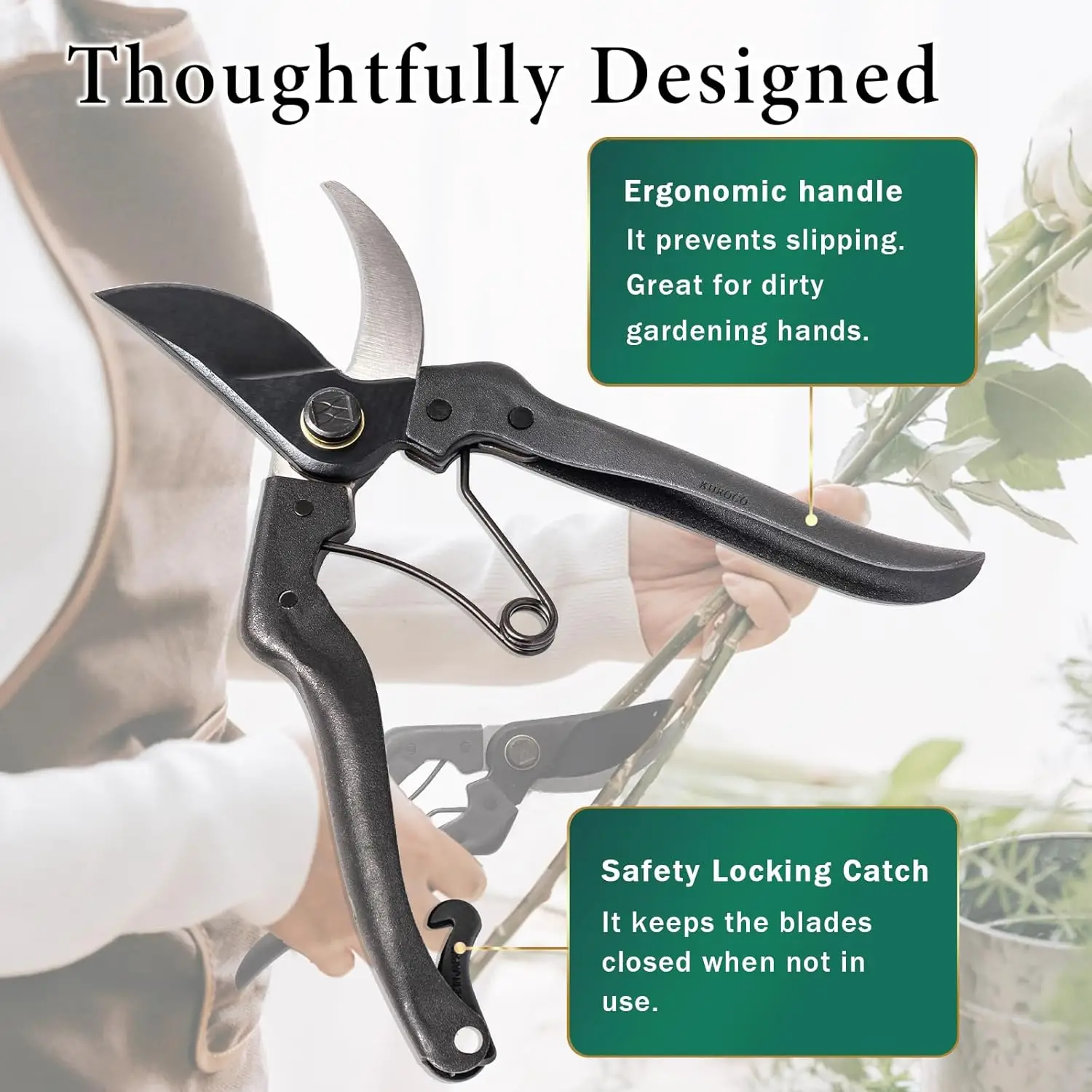 Professional Forged Bypass Pruning Shears 7.9" Japanese Hand Garden Scissors Made in Japan (Standard Model)