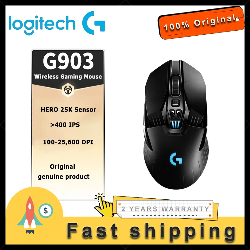 Беспроводная игровая мышь Logitech G903 HERO LIGHTSPEED RGB, 25600 точек на дюйм, игровая мышь, обновленная версия для киберспортивных геймеров, 100% оригинал