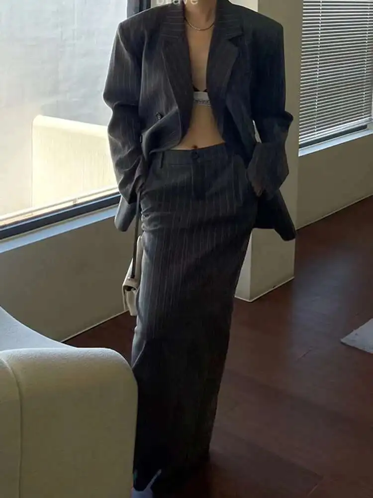 BJTZ แฟชั่น Blazers ชุดกระโปรงผู้หญิง Diagonal BUCKLE Designer ลาย High-end ชุดหญิง 2024 ใหม่