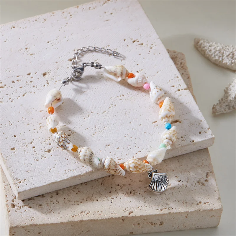 Bohemian Starfish Shell Charm Bracelets for Women Summer Ocean Style Seashell Conch Beaded Bangles Beach Party Jewelry Gift