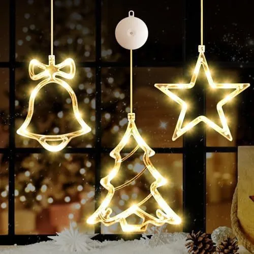 Christmas LED Light Snowflake Santa Hanging Battery-operated Window Ornaments Decoration for Home Xmas Navidad New Year Decor  Q