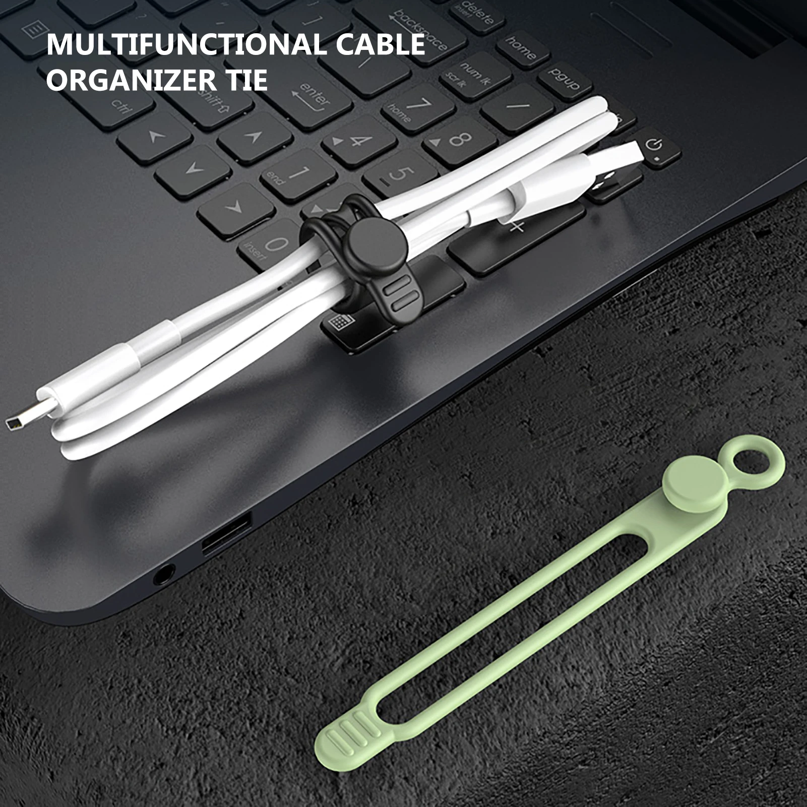 Silicone Cable Ties Soft Wire Cable Ties Reusable Cord Organizer Silicone Wire Ties Cable Straps With Buckle Design Stably Wraps